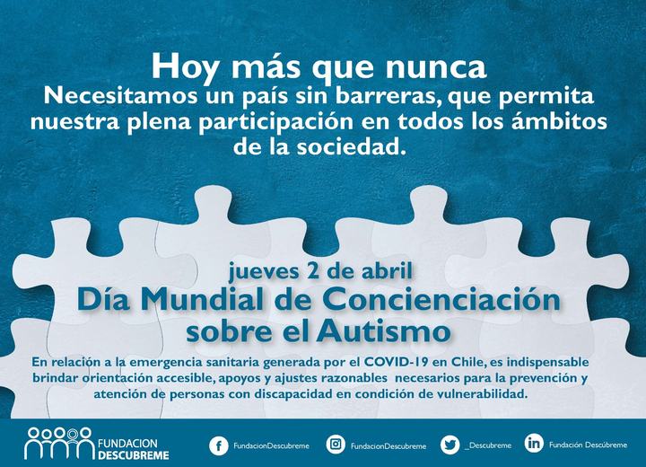 Aviso Día Mundial de Concienciación sobre el Autismo, avisos de prensa, trabajo de diseño de Alejandro Poblete Cea